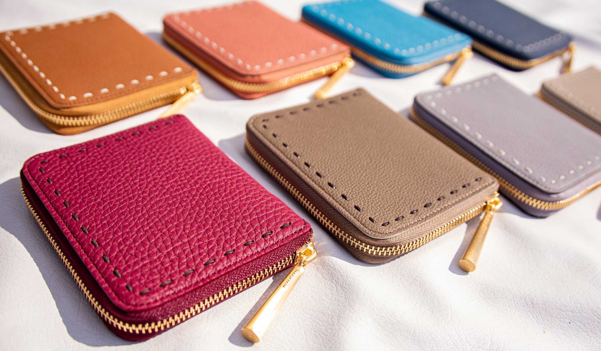 最高級シュリンクレザー・エスポワールで造る日本製のラウンドジッパー二つ折財布[本革ウォレット]BONNYに秋の新色！秋財布の季節だよ。
